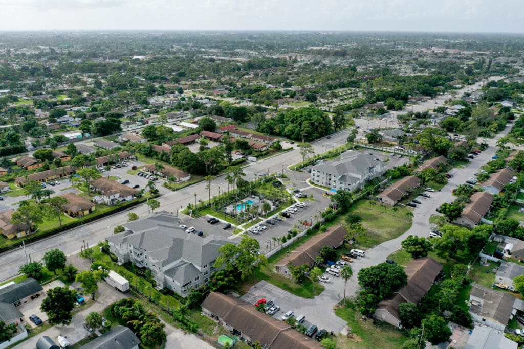 aerial view of developed area
