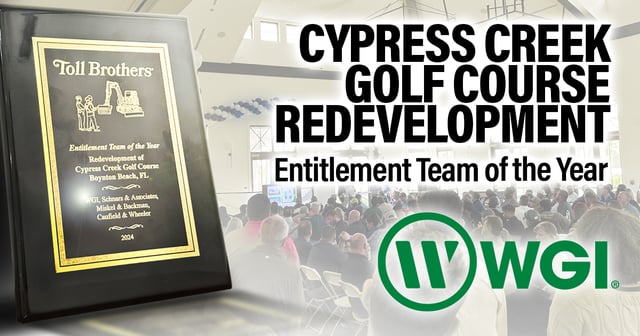 WGI Wins “Entitlement Team of the Year” for Visionary Cypress Creek Golf Course Redevelopment