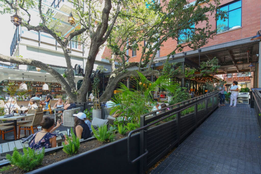 restaurant and walkways inside