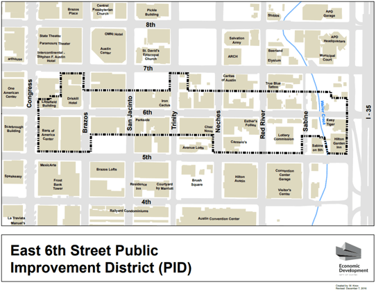 East 6th PID Austin Map