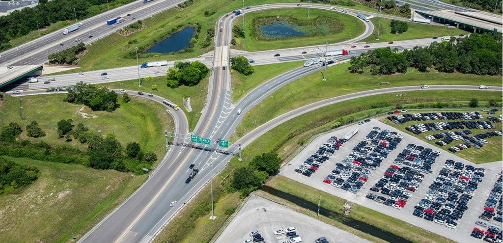 turnpike widening aerial shot