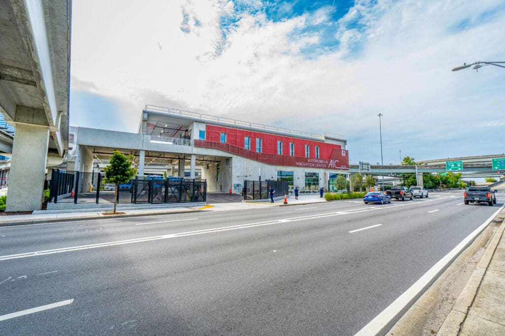 angled street view of building