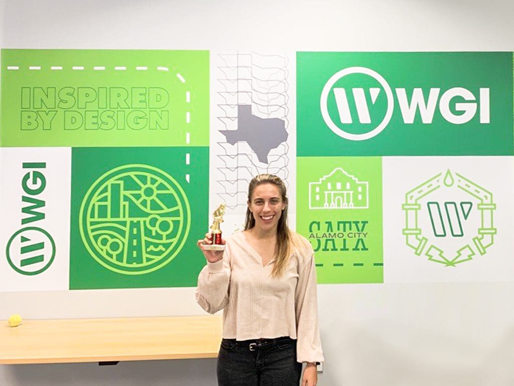 Erin Sandoval with her E-Week 5k trophy