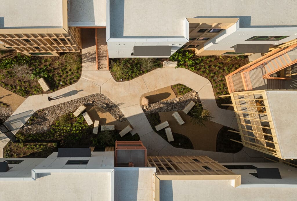 aerial view of sidewalk