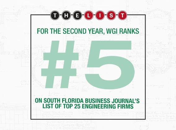2018 South Florida Business Journal Top 25 Engineering Firms: WGI Remains #5 for Second Year