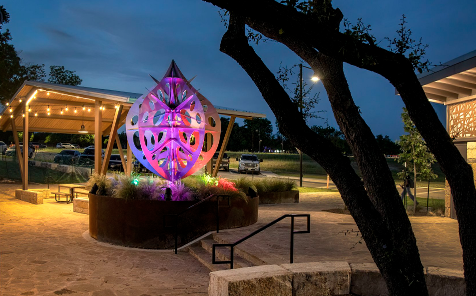 park at night lit up