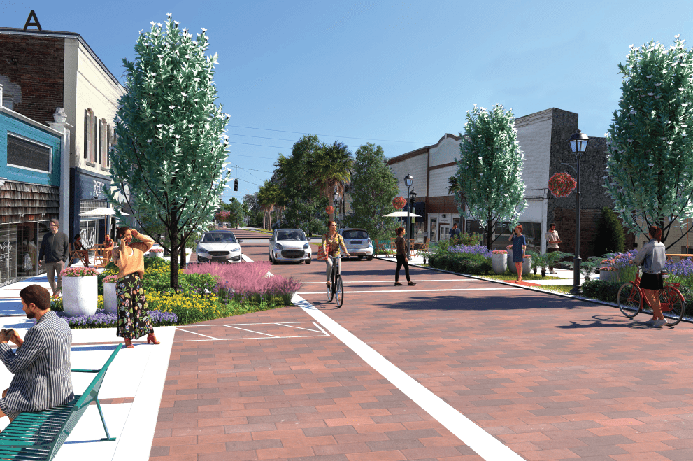 rendering of daytime festivities