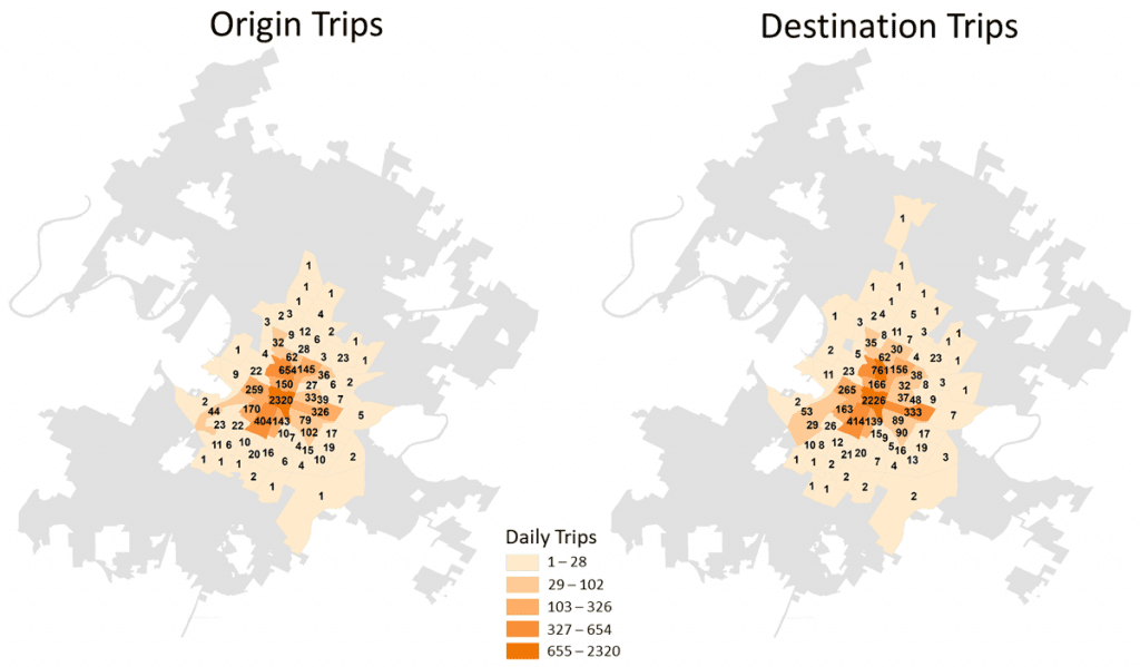 Origin and Destination Scooter Map