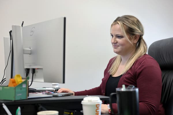 looking at computer