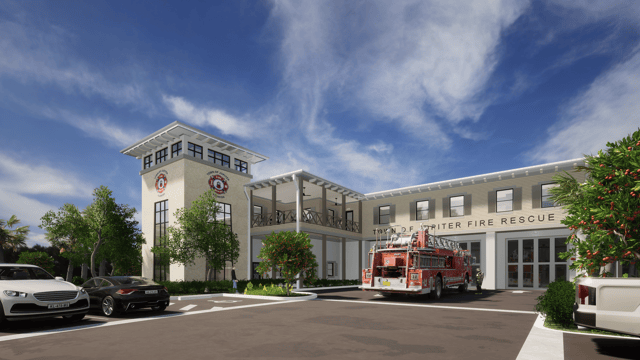 Front Entrance Perspective_East View+Firetruck