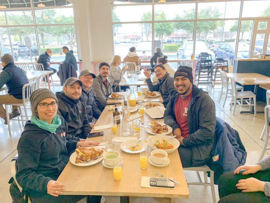 San Antonio team at breakfast after E-Week run