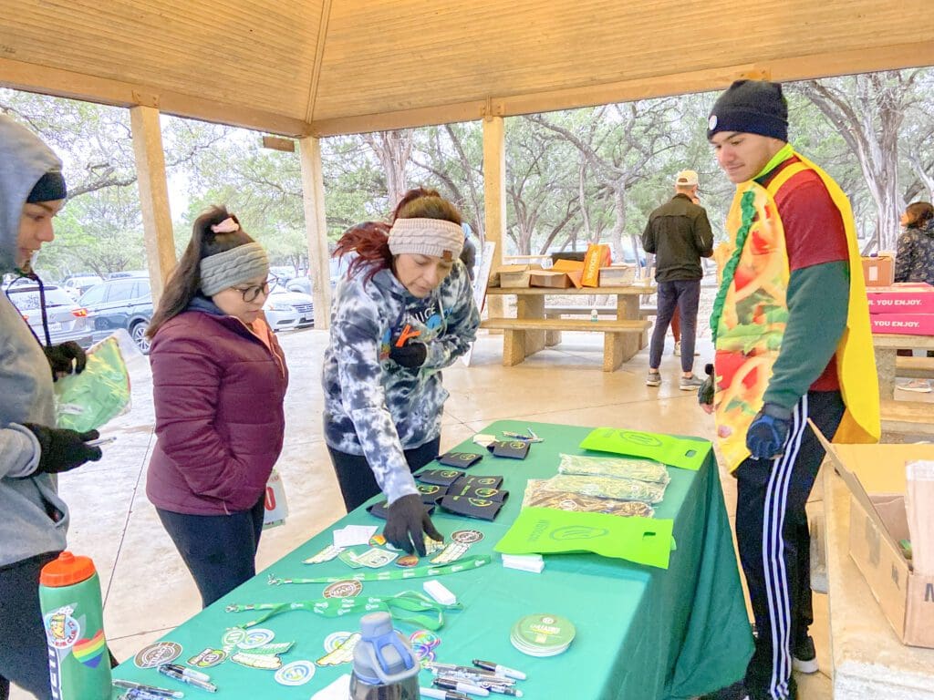 Josh Allen mingles with attendees at the E-Week 5k