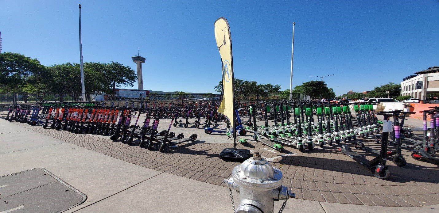 scooters parked