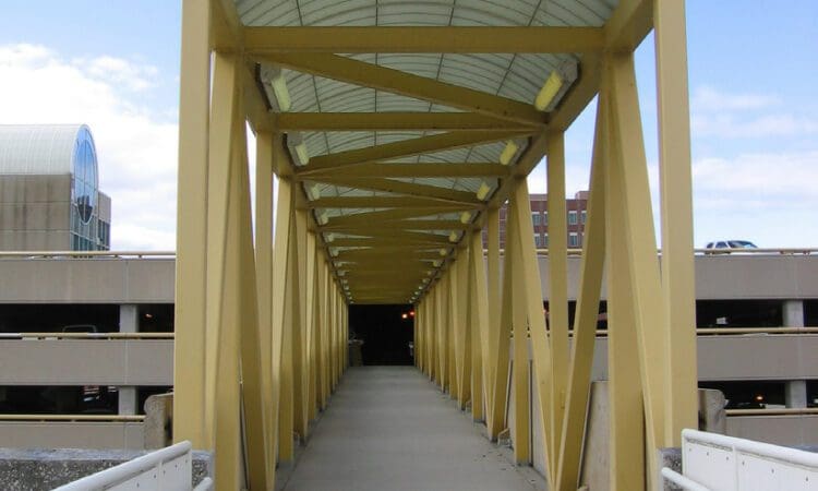 Pedestrian Bridge for Grand Rapids Community College wood structure