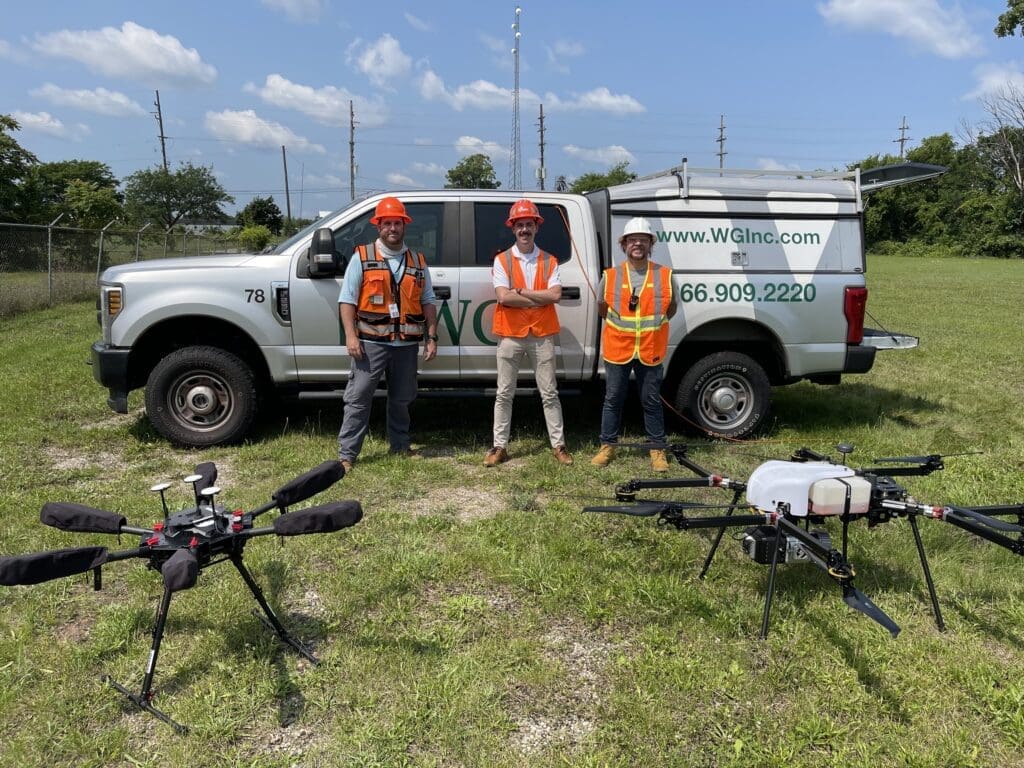 Mark Topping and crew with aerial lidar equipment
