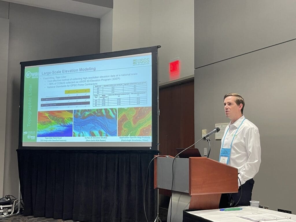 Mark Topping presenting on topographic lidar