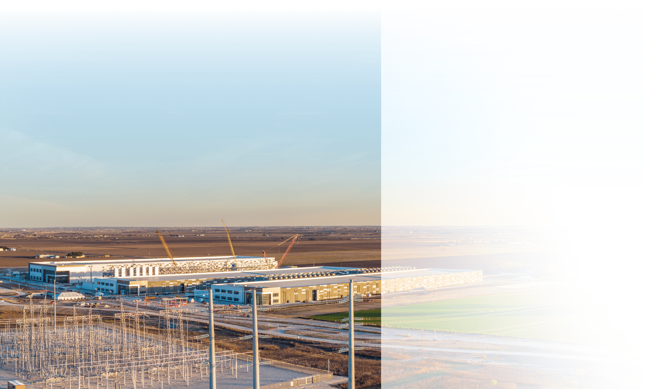 Hutto, TX - 31 December 2025: Construction Oncor electricity power plant by new Skybox Power Campus data colocation center in North Austin Texas