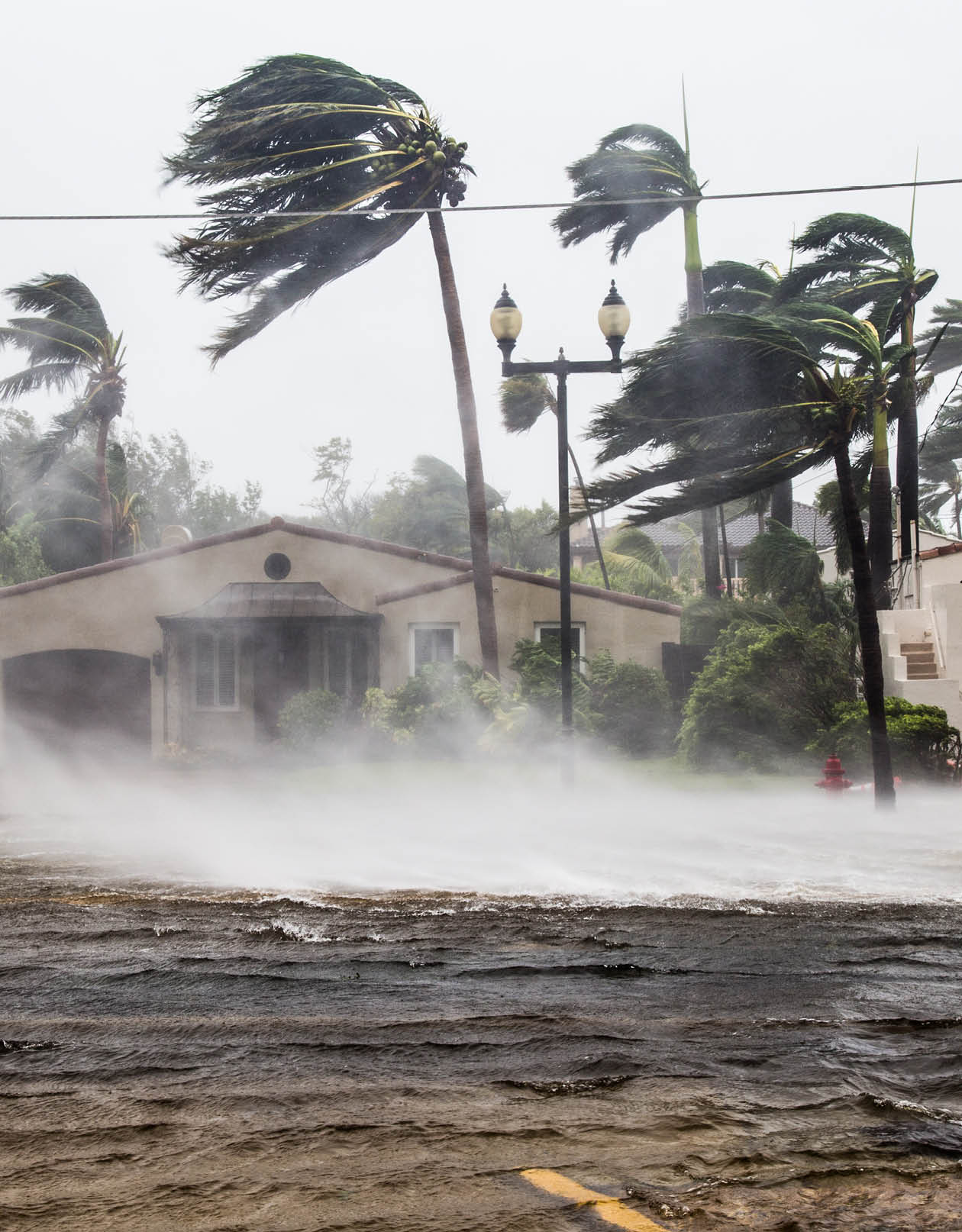 A flooded street after catastrophic Hurricane Irma hit Fort Lauderdale, FL.